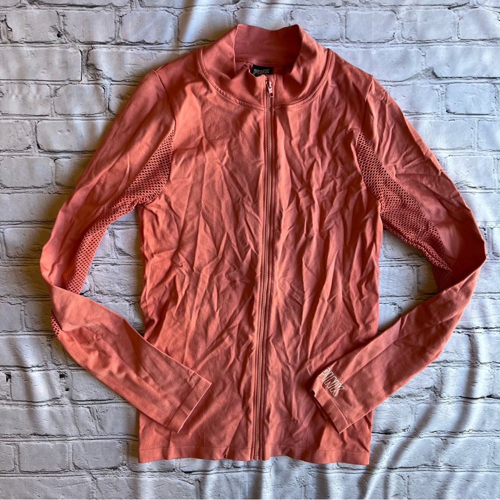 PINK Victoria's Secret Seamless Medium Full Zip Athletic Running Track Jacket